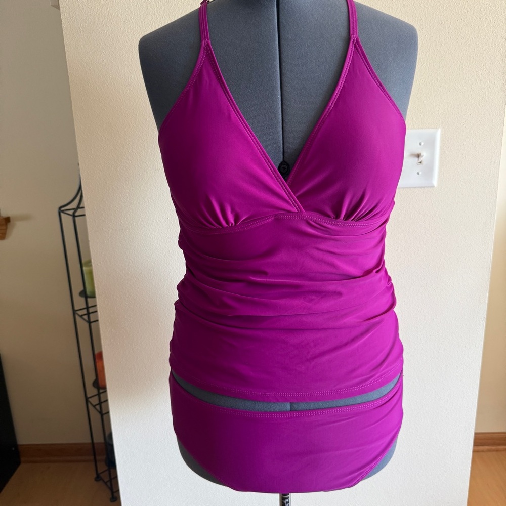 NEW Holipick Women’s Two-Piece Fuchsia Tankini w/ Top & Tummy-Control Bottom, XL